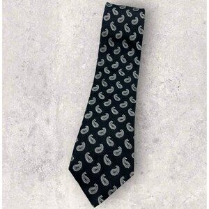 NEW MONTI Silk Tie GERMANY Black Gray White Paisley W:3.5"